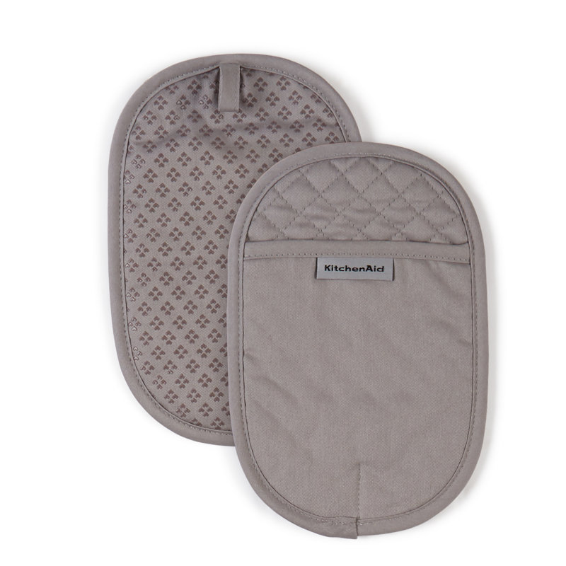 KitchenAid Asteroid Solid Diamond Potholder, 6.5" W x 10" L, Light Gray