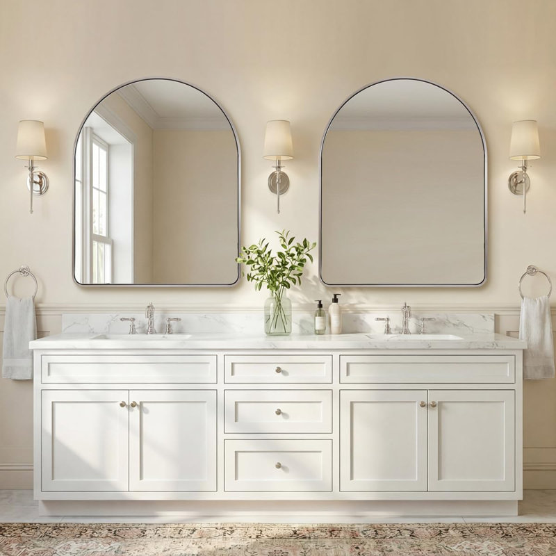 Miroir de salle de bain Malisa Cadre épais en acier inoxydable, 30" x 24", Nickel brossé