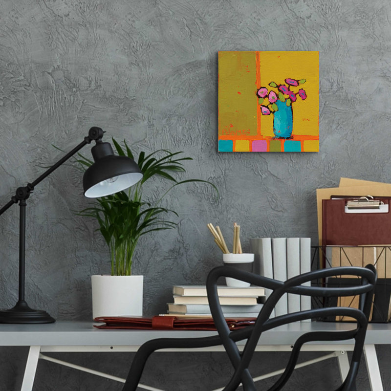 "Vase turquoise" par Phyllis Adams, H 12 po x l 12 po x P 0,13 po