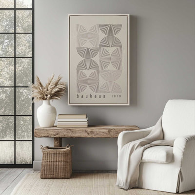 Warm Taupe Bauhaus Composition Poster I Canvas Print in a Frame