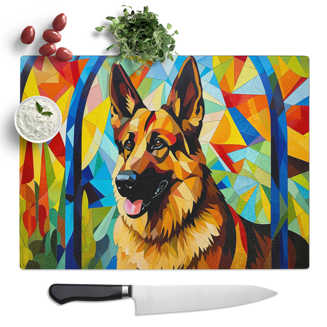 German Shepherd Orphism  Glass Chopping Board