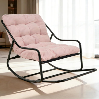 Chaise berçante d'extérieur pour patio avec coussin amovible et repose-pieds