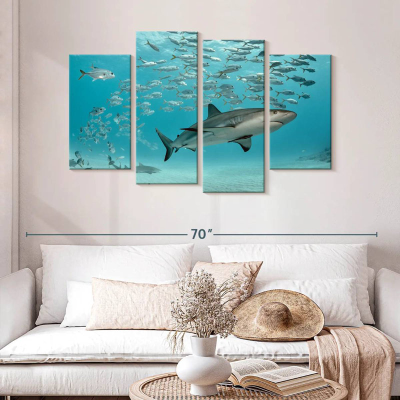 Brampt Caribbean Fish And Sharks, 32" H x 52" W