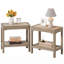 Table d'appoint en rotin à 2 niveaux, table de chevet de style bohème rustique (chêne naturel, 2 pièces)-1446062639-1447332606