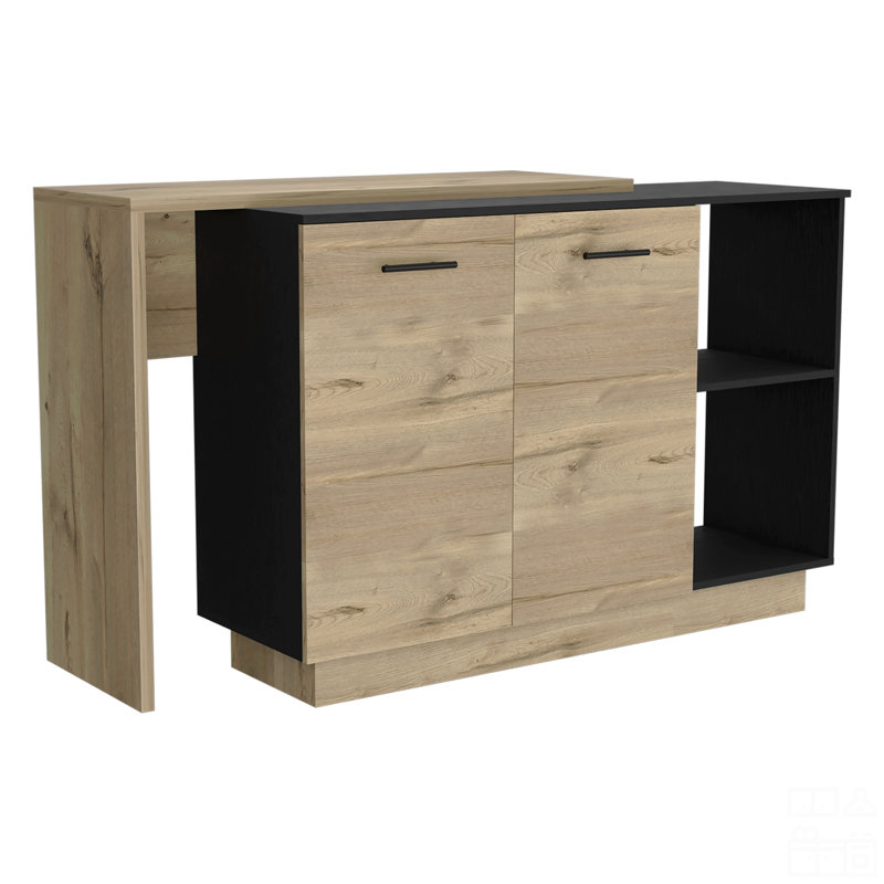 Kitchen Island, Black/Natural