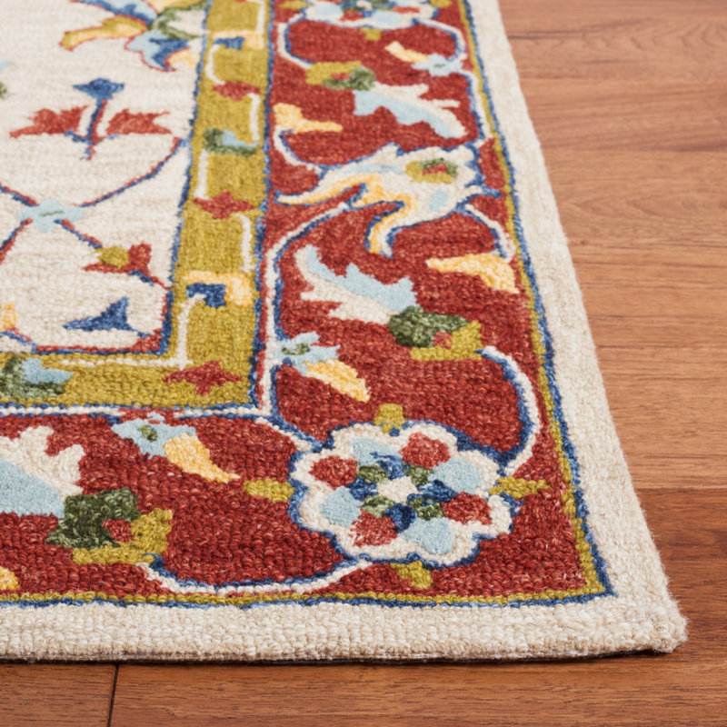 Argonaut Micro-Loop 386 Area Rug In Ivory/Red, Square 5'