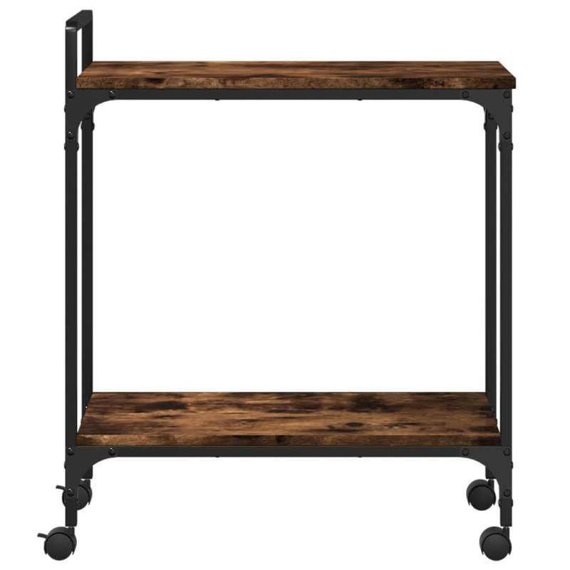 Carlo Metal Bar Cart, Smoked Oak