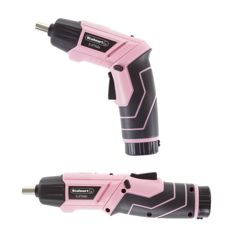 Stalwart Pivoting Electric Screwdriver - Cordless Power Tool Set with 3.6V Lithium Battery and LED Flashlights