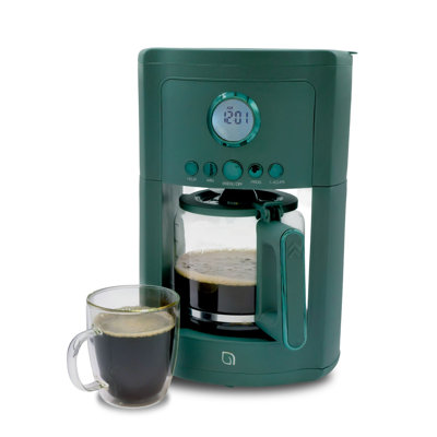 Cafetière de 12 tasses Willow - Options de brassage programmables avec minuterie, beau design, pot en verre - Vert