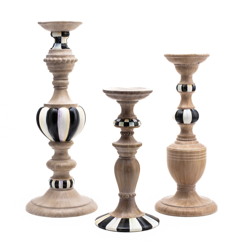 Courtly Pillar Candle Holders 3 - Piece Set