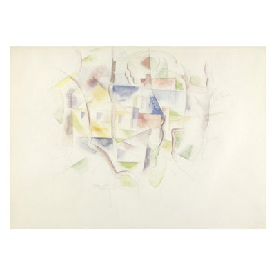«Trees and Barns (Bermuda)» par Charles Demuth - Estampe numérique