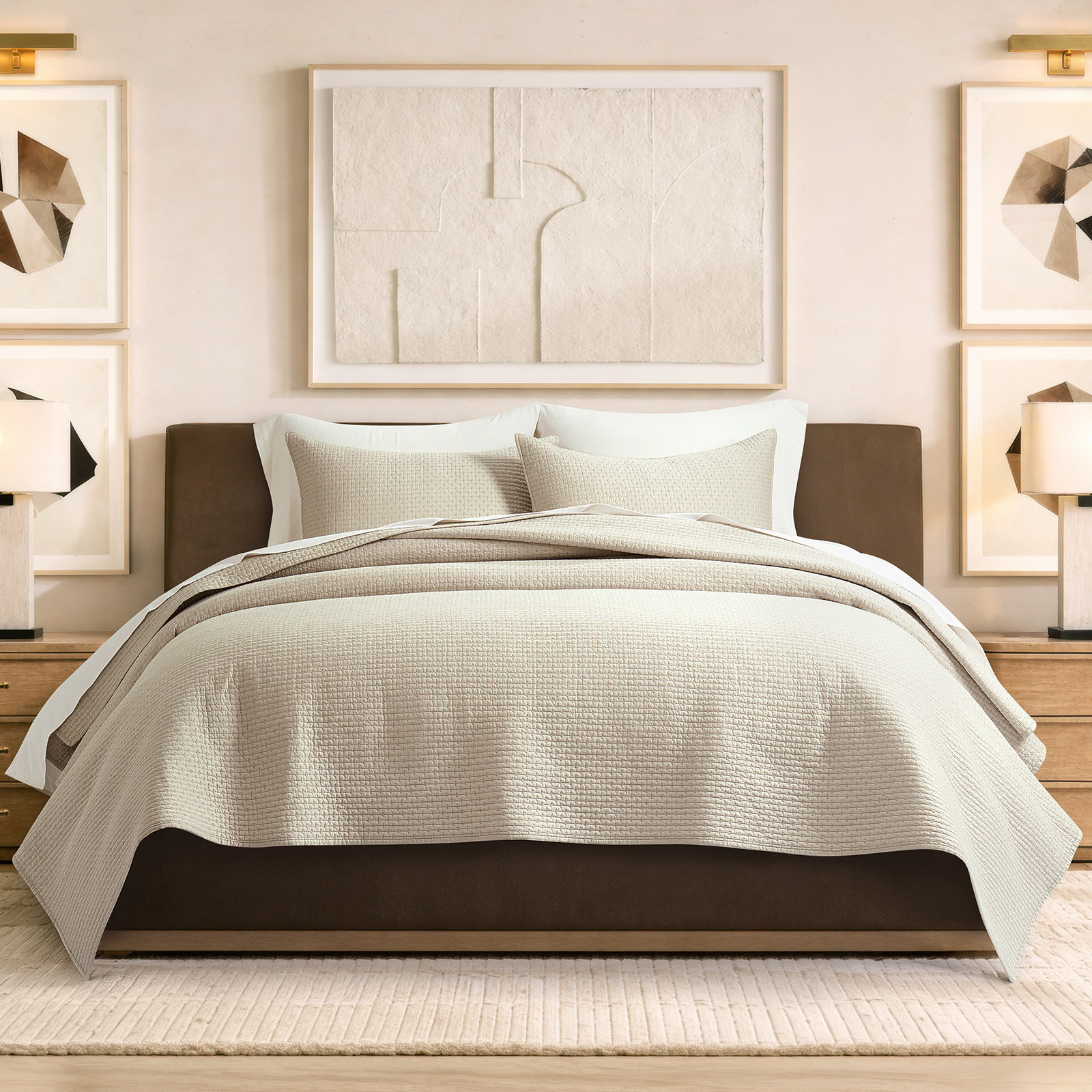 100% Cotton Sateen Quilt Set - Lightweight Breathable Coverlet With Pick-Stitch Design, Reversible & Pre-Washed For All-Season Comfort
