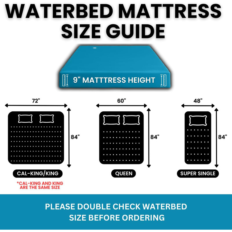 Ensemble de matelas à lit rigide GRATUIT-FLOW - Comprend un ensemble de remplissage et de vidange - Climatiseur d'eau 8 oz et doublure autoportante - Vinyle robuste - Structure NON incluse - Grand