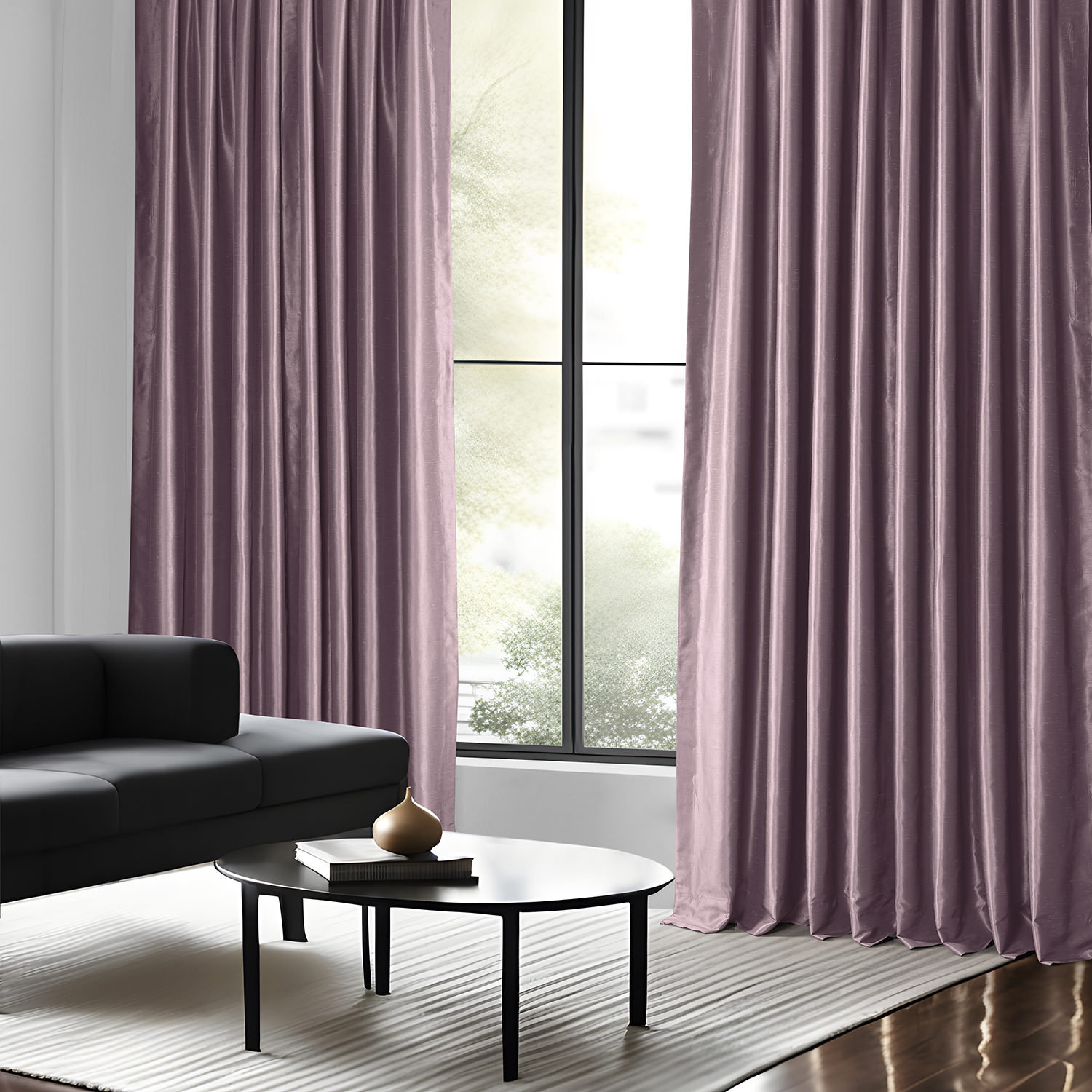 Rayne Room Darkening Faux Silk Curtain Panel, 50" W x 108" L, Mist Gray