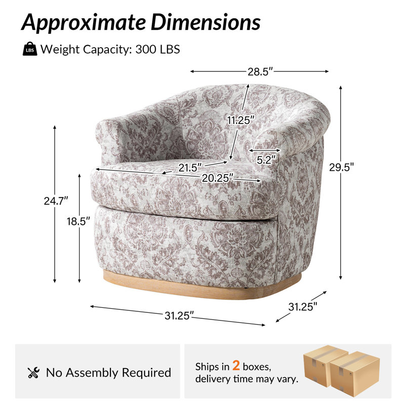 Fauteuil demi-tonneau pivotant Volk 31,25 po Volk, Beige