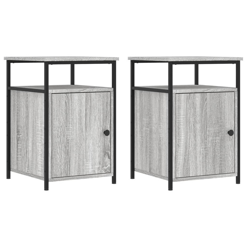Macbean 40cm W Iron Bedside Table, Grey Sonoma, Set of 2