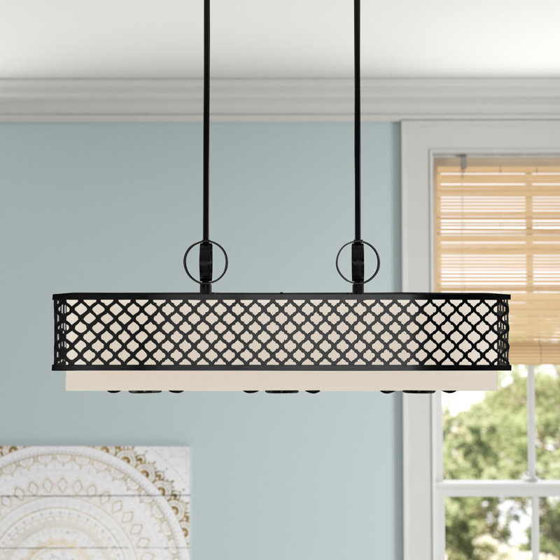 Luminaire suspendu carré / rectangulaire à 9 lumières pour îlot de cuisine Mance, Bronze anglais