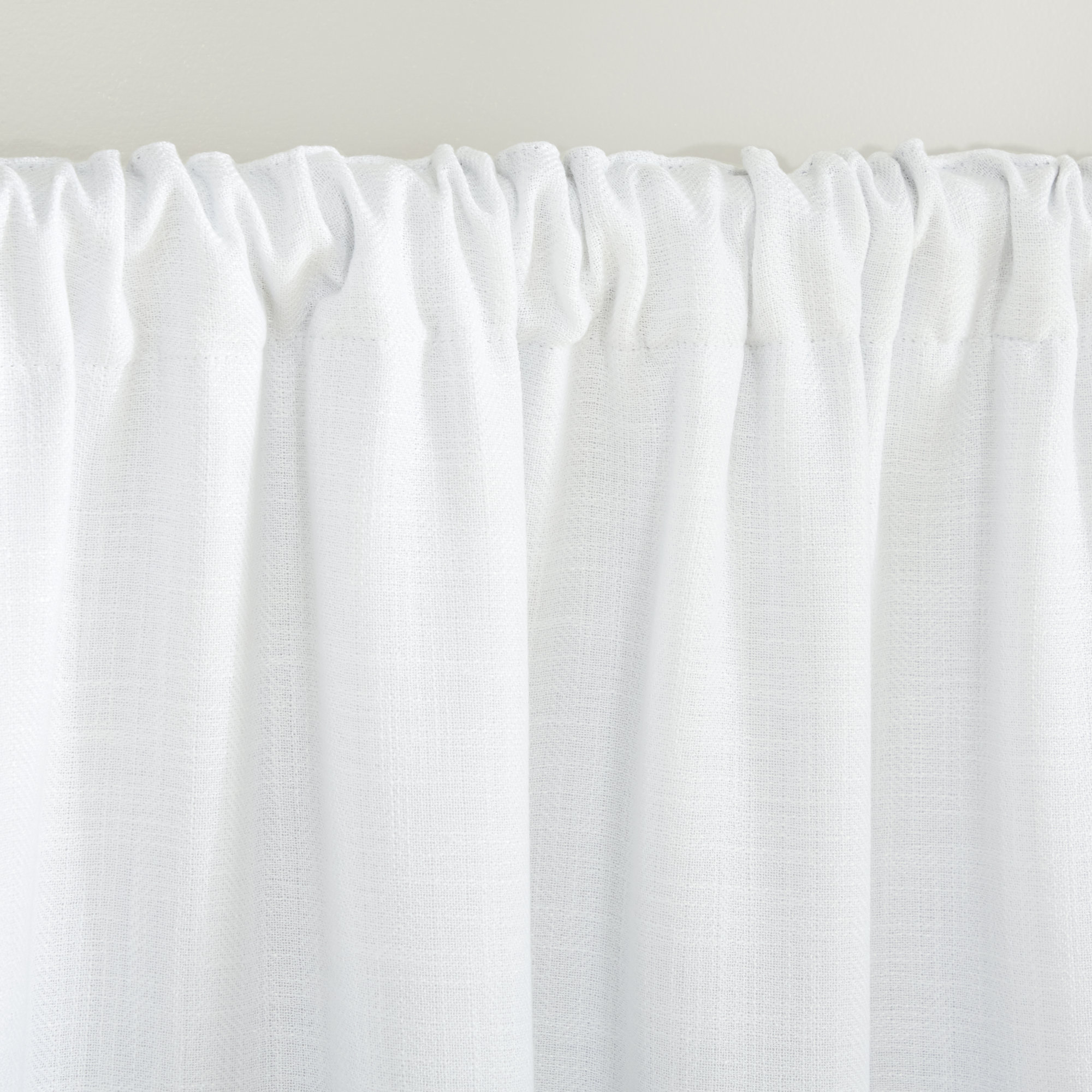 Linen Herringbone Blackout Polyester Curtain, White, 52" W x 84" L