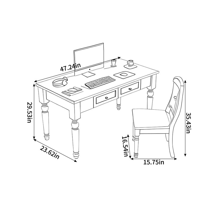 Exquisite American style desk and chair set, Beige