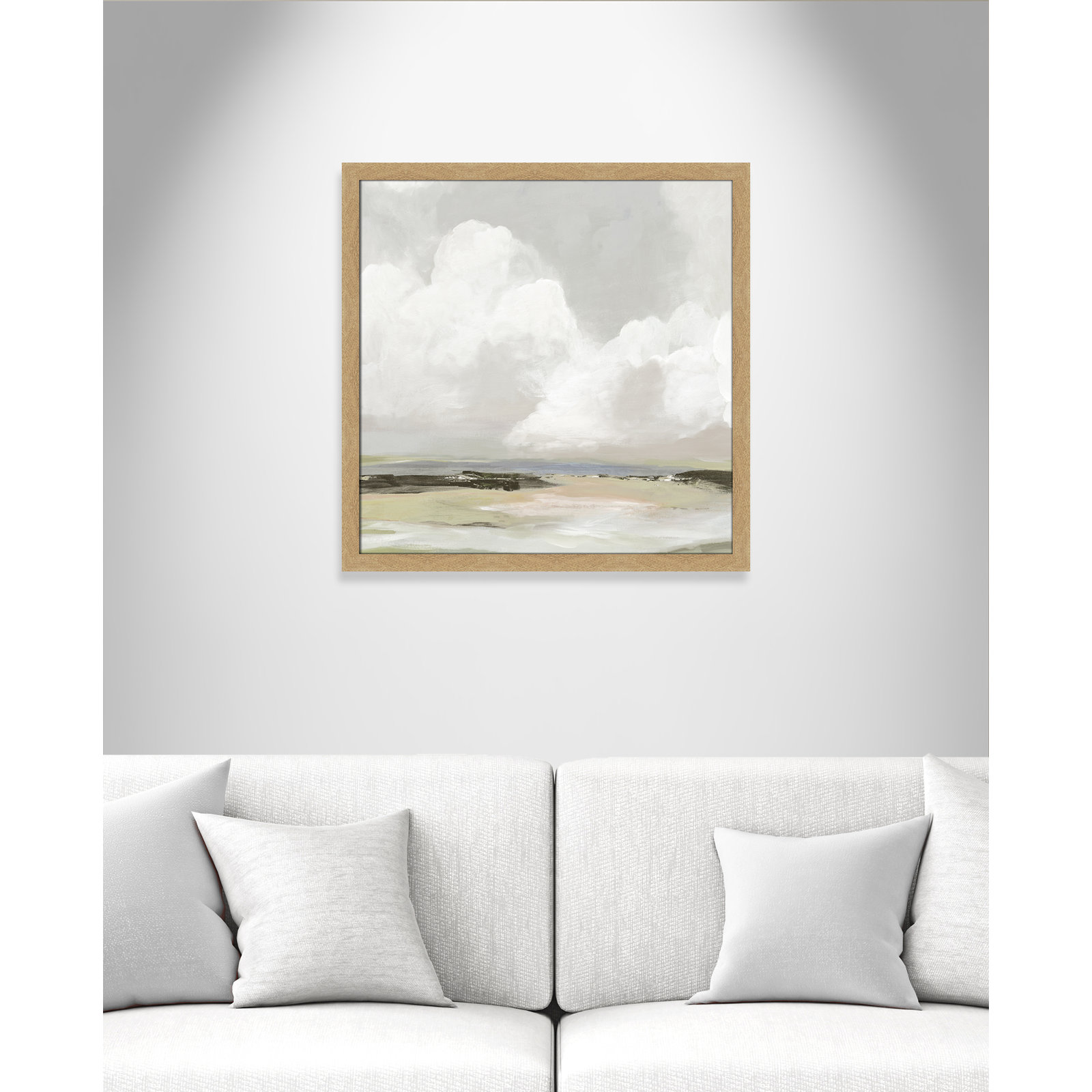 Soft Clouds - Picture Frame Painting Print, 28.5" H x 28.5" W x 1.12" D, Natural Framed
