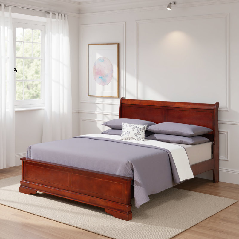 Élégant grand lit traditionnel en cappuccino - Design intemporel, mobilier de chambre durable et élégant - Assemblage facile