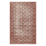 Vintage Distressed Rug, Pink And Green Geometric Floral Pattern - Rug & Kilim