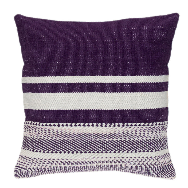Coussin 18 "en coton mauve et blanc