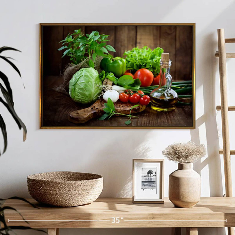 Fruits et légumes biologiques, Cadre flottant doré, 25 po x 17 po