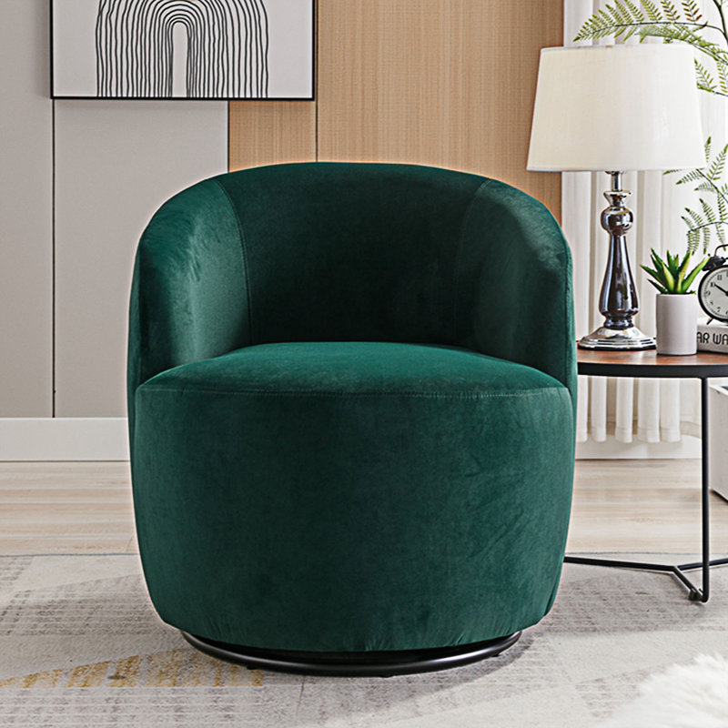 Genece Upholstered Swivel Accent Chair, Green Velvet