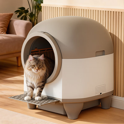 Self Cleaning Litter Box, 90 L Automatic Cat Litter Box for Multiple Cats with Safety Protection/App Control/Mat/1 Roll Garbage Bags