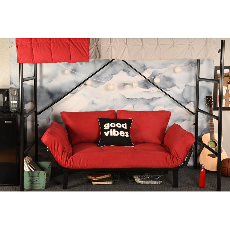 Futon et matelas 72 "Atward, Suède en microsuède gris, Noir