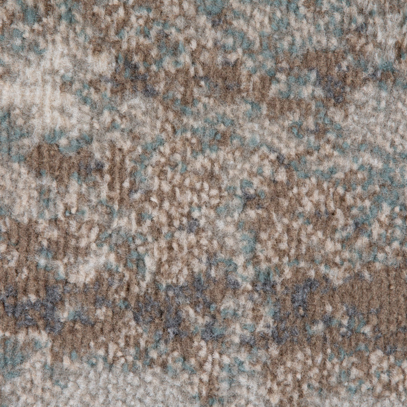 Nemohan Transitional Abstract Durable Performance Taupe/Sea Blue Area Rug, Runner 2'7" x 10'