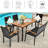Eryn-Louise 6 - Person Acacia Solid Wood Patio Dining Set Umbrella Hole Included Rectangular Table