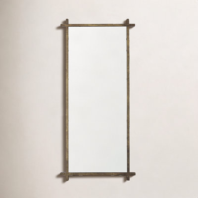 Rusin Is A Rectangular Mirror With A Textured Metal Cross Frame In A Brushed Gold Finish.