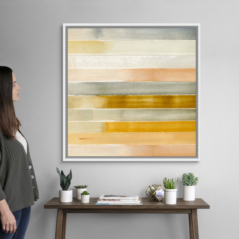 Reproduction d’art sur toile, "Dreaming Borders I" par Annie Warren, Cadre flottant blanc, H 38 po x l 38 po x P 1,75 po