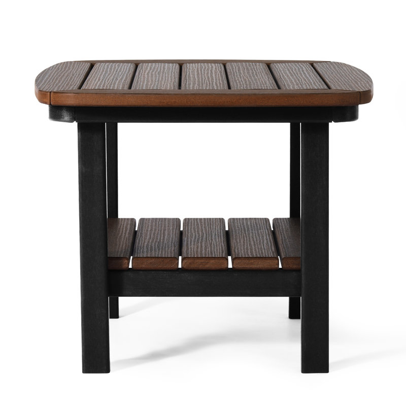 Table d'appoint carrée 21 po, noire, Plateau brun foncé / base noire