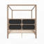 Grand lit plateforme à baldaquin en bois avec tête de lit tapissier, sans sommier tapissier-133663667-133663665