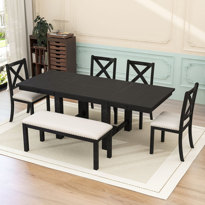 6 - Person Extendable Dining Set, Black
