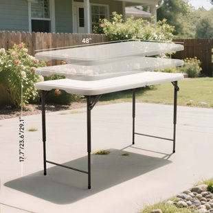 Ortus Collective Folding Table 4 Foot - 3-Position Adjustable Height, Heavy Duty 400 lbs Capacity - Portable Tables Folding for Camping, Party, Indoor & Outdoor Use, 1 Pack