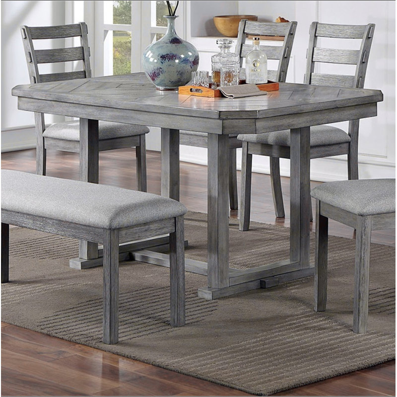 Table de salle à manger de couleur grise à motif de grain de bois à motif de losanges 1pc