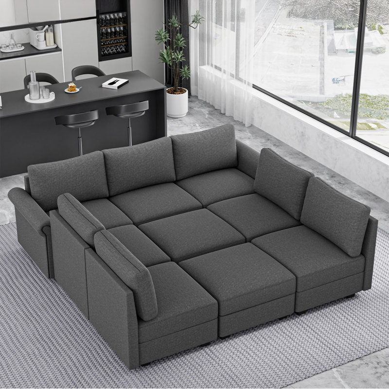 Canapé moderne en U à 7 places avec 2 chaises longues, canapé convertible en U avec rangement, canapé modulaire confortable pour chambre à coucher, salon, bureau
