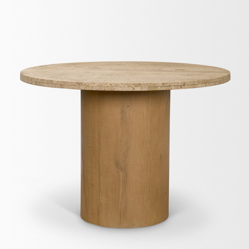 42" Round Travertine Pedestal Dining Table