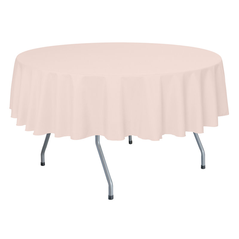 Ultimate Textile - Round Polyester Linen Tablecloth, 84" x 84", 1, Ice Peach
