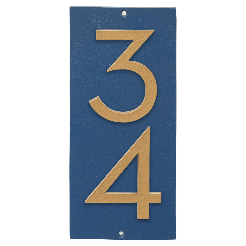 Plaque murale rectangulaire verticale flottante 6 po, Oui, Bleu de mer / Or