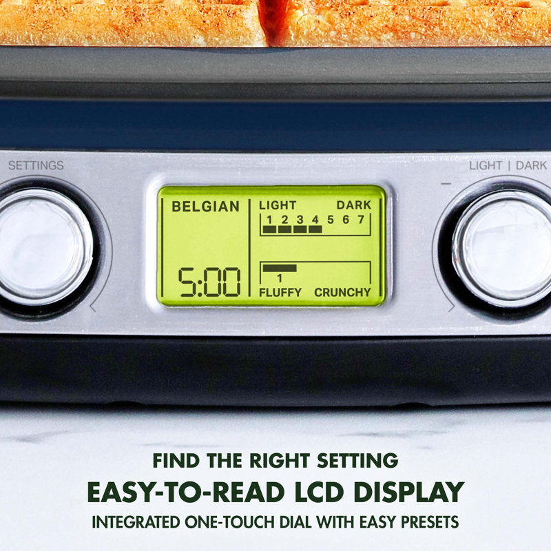 GreenPan Elite 4-Square Waffle Maker, Oxford Blue