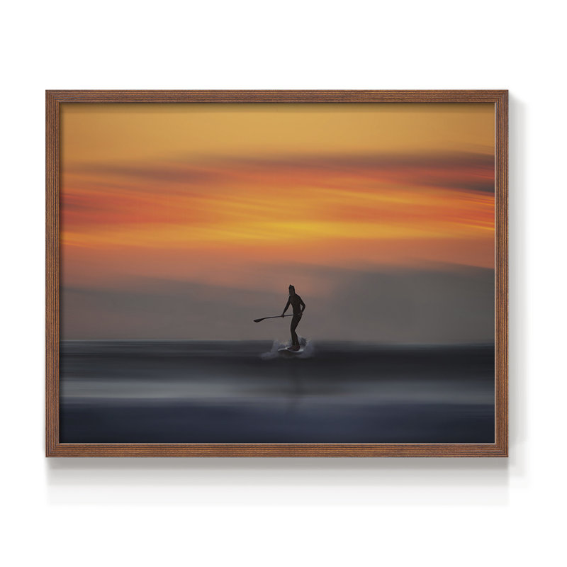 Lone Rider -Framed Print - Restickable, 8" H x 10" W, Walnut
