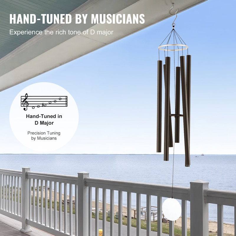 Metal Wind Chime, 25cm H x 167.6cm W x 25cm D, Black
