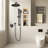 Shower Faucet Set, Rainfall Bathroom Shower System with 9-Inch Round Rain Shower Head and Handheld Spray, Wall Mounted Bath Fixtures with Brass Valve and Trim Kit, Matte Black
