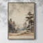«Vintage Landscape VII», reproduction encadrée - bois massif