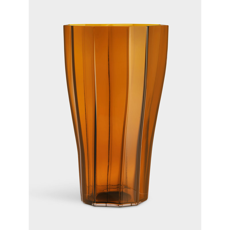 Reed Handcrafted Glass Table Vase, 19.7" H x 11.6" W x 11.6" D, Amber